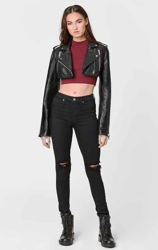 Women Leather Jacket Black Cropped Bolero Shrug Size XS S M L XL XXL Custom Made