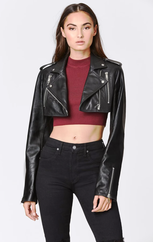 Women Leather Jacket Black Cropped Bolero Shrug Size XS S M L XL XXL Custom Made