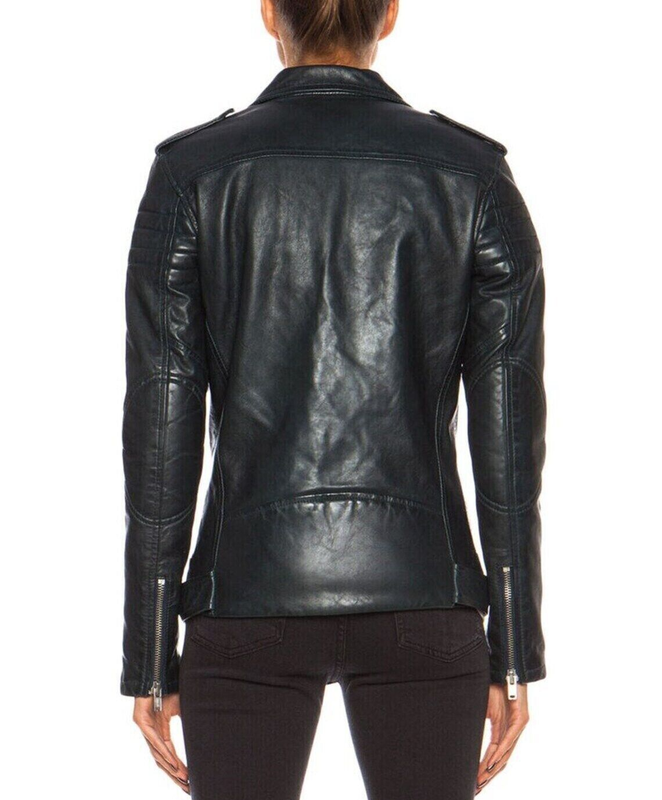 Women Leather Jacket Soft Genuine Lambskin Black Leather Belted Moto Jacket