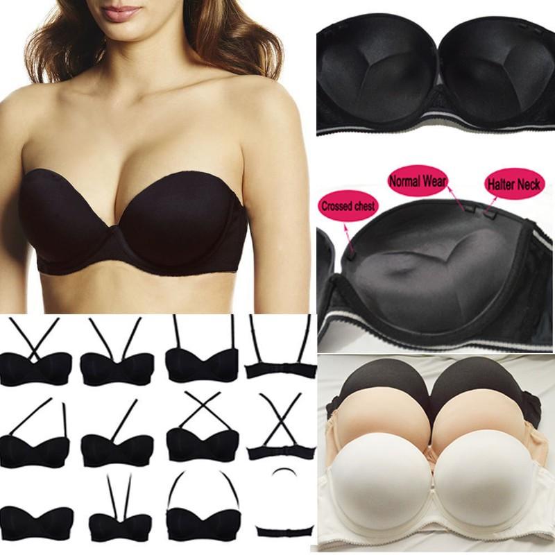 Women Lingerie Add 2 Cup Multiway Invisible Super Boost Thick Padded Push Up Bra