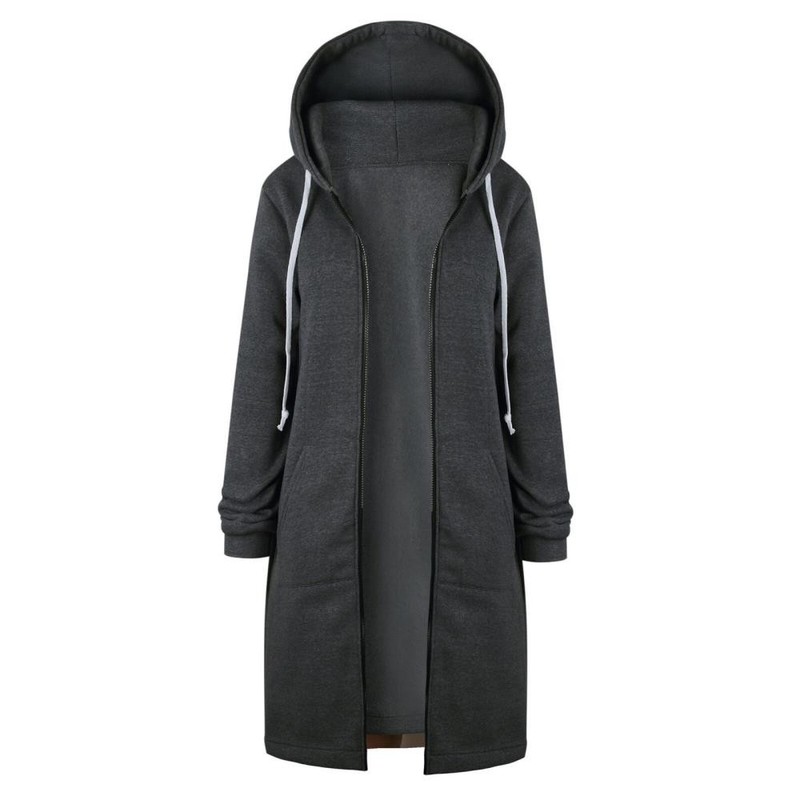 Women Long Hoodie Cardigans Hooded Ladies Jumper Fleece Dress Coat Tops Jumper