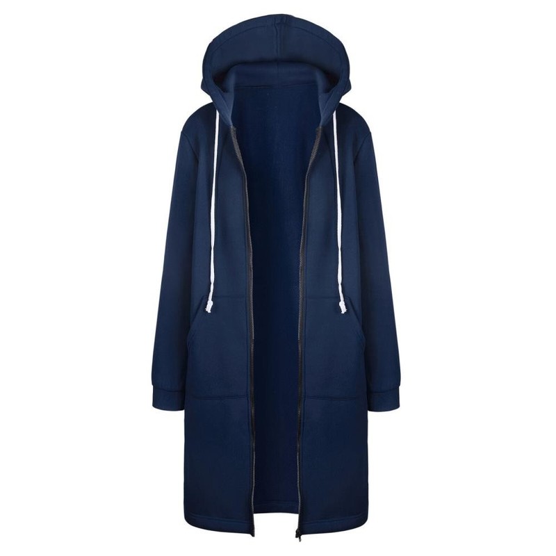Women Long Hoodie Cardigans Hooded Ladies Jumper Fleece Dress Coat Tops Jumper