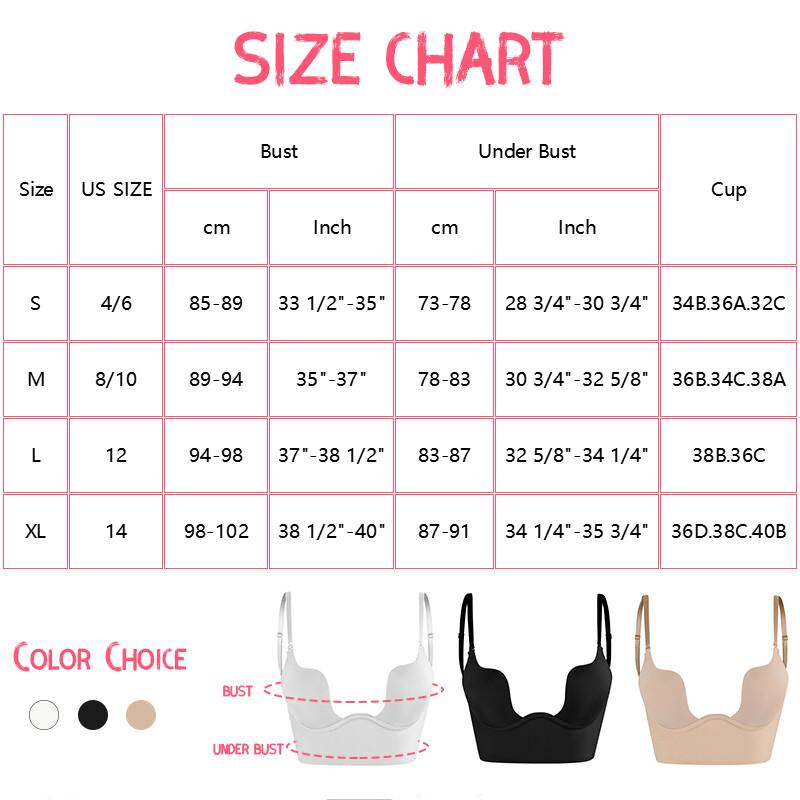 Women Low Back Bra Wire Lifting U Shaped Plunge Backless Bra With Clear Straps