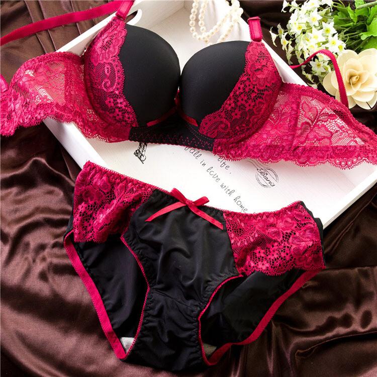 Women Luxury Lace Embroidery Lingerie Sexy Lace Underwear Panty Bra Set 32-36 BC