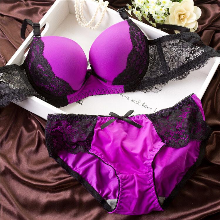 Women Luxury Lace Embroidery Lingerie Sexy Lace Underwear Panty Bra Set 32-36 BC