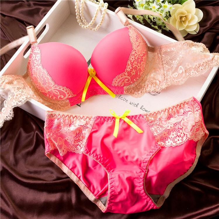 Women Luxury Lace Embroidery Lingerie Sexy Lace Underwear Panty Bra Set 32-36 BC