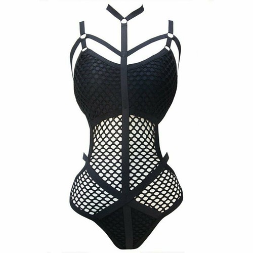 Women Mesh One-Piece Bikini Fishnet Thong Leotard Bodysuit Swimwear Bodysuit New