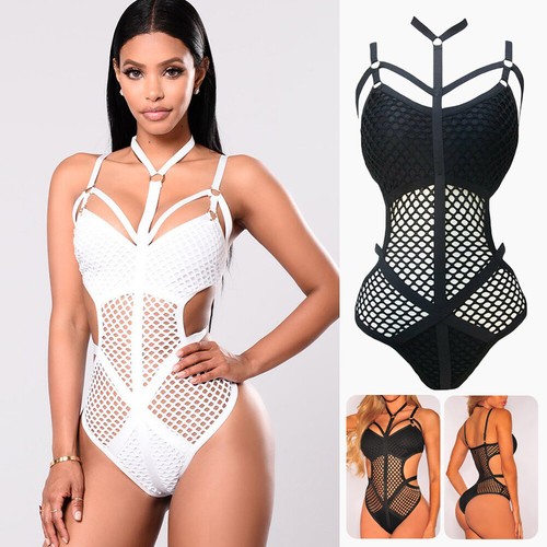 Women Mesh One-Piece Bikini Fishnet Thong Leotard Bodysuit Swimwear Bodysuit New