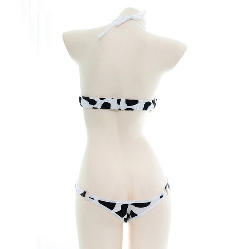 Women One-piece Cow Print Swimsuit Lingerie Backless Bikini Sleepwear Underwear