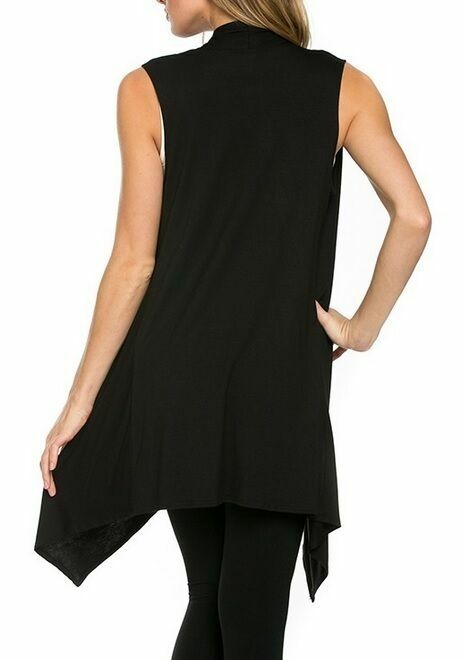 WOMEN OPEN FRONT CARDIGAN VEST SHAWL COLLAR TUNIC SLEEVELESS TOP S-3XL