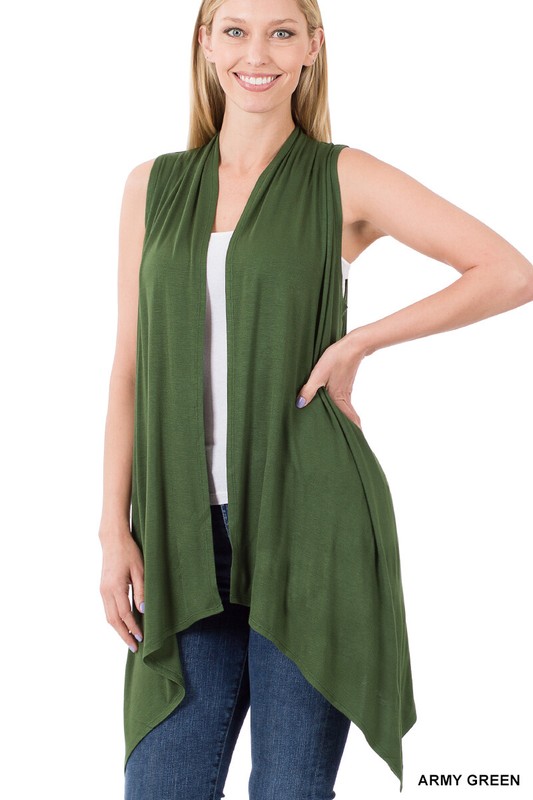 WOMEN OPEN FRONT CARDIGAN VEST SHAWL COLLAR TUNIC SLEEVELESS TOP S-3XL