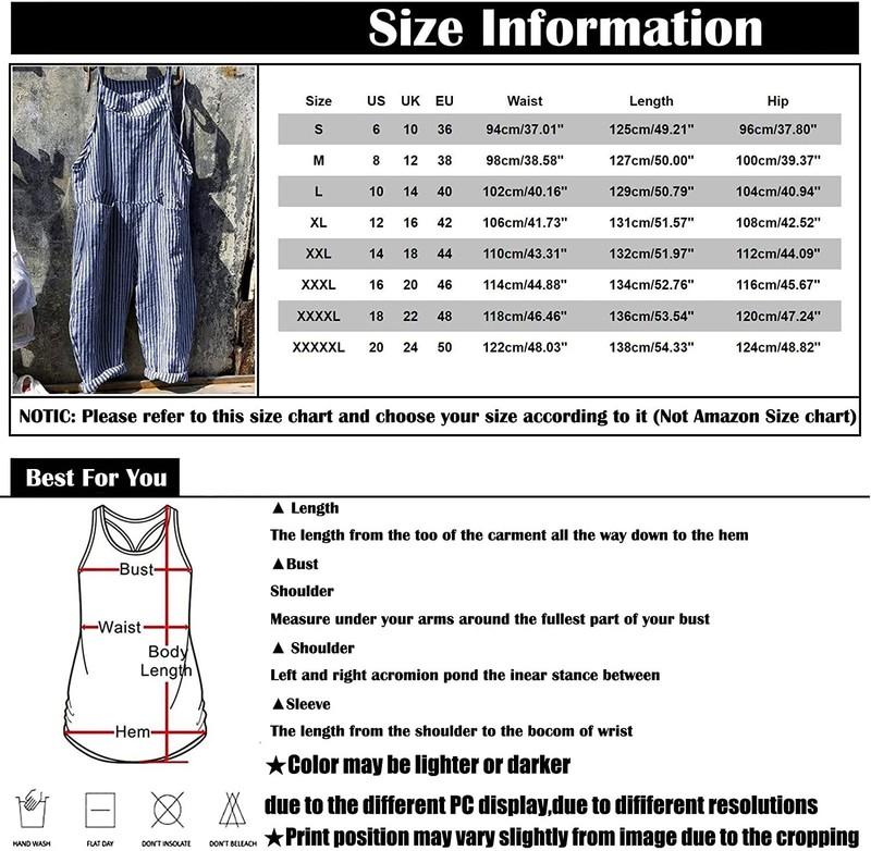 Women Oversized Summer Casual Stripes Cargo Jumpsuit Wide Leg Bib Overall Pants