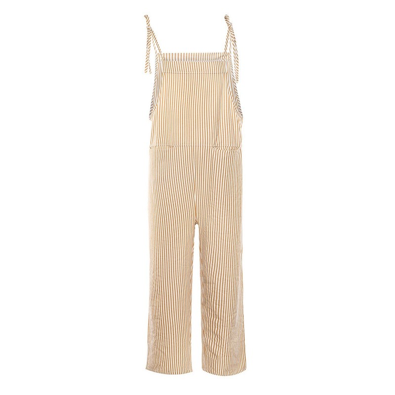 Women Oversized Summer Casual Stripes Cargo Jumpsuit Wide Leg Bib Overall Pants