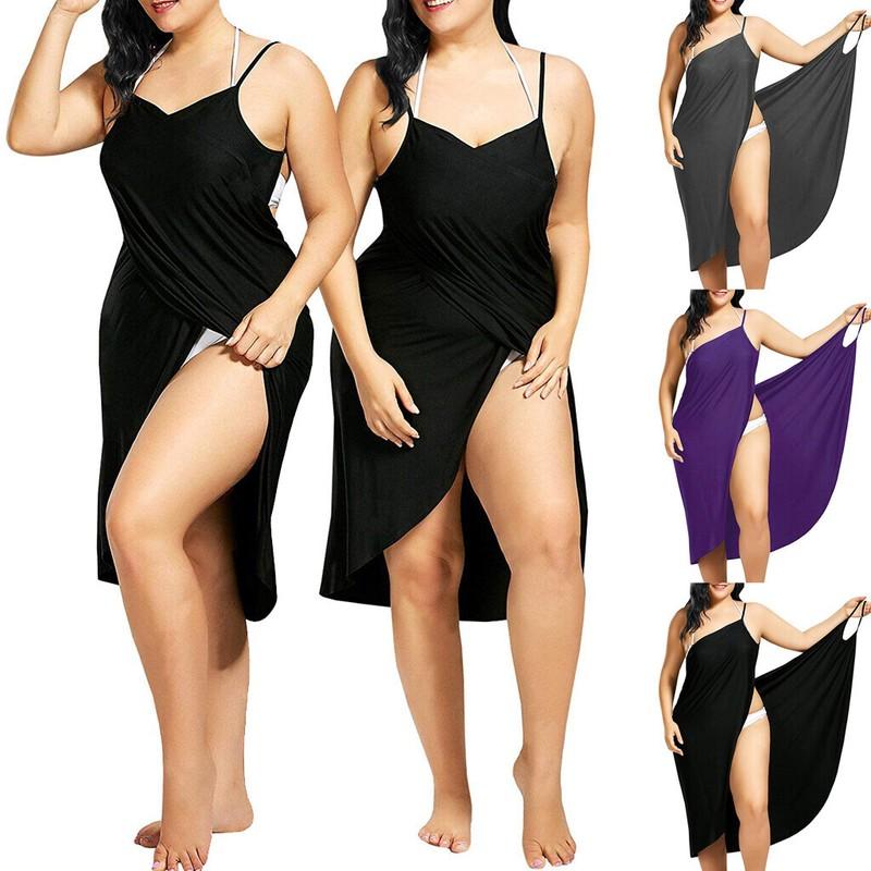 Women Plus Size Swimwear Scarf Beach Cover Up Wrap Sarong Sling Skirt Maxi Dress
