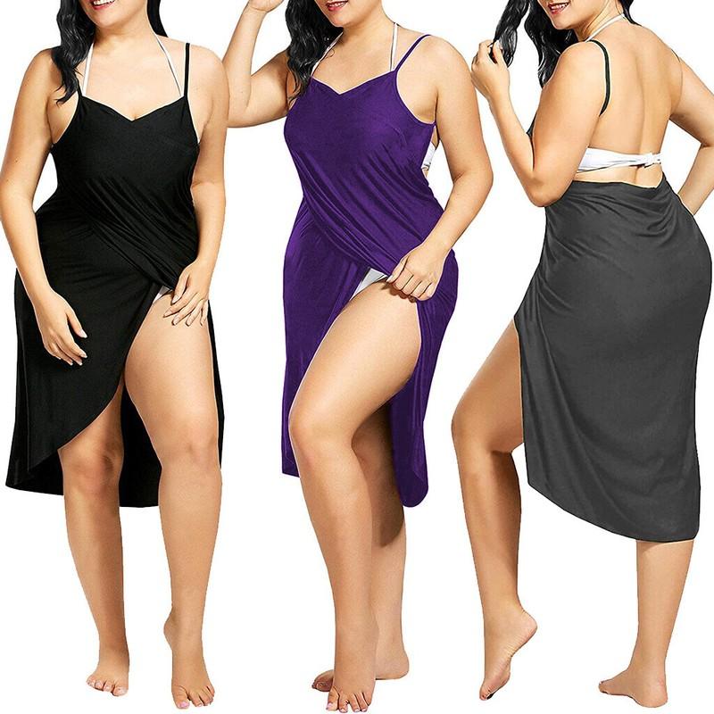 Women Plus Size Swimwear Scarf Beach Cover Up Wrap Sarong Sling Skirt Maxi Dress
