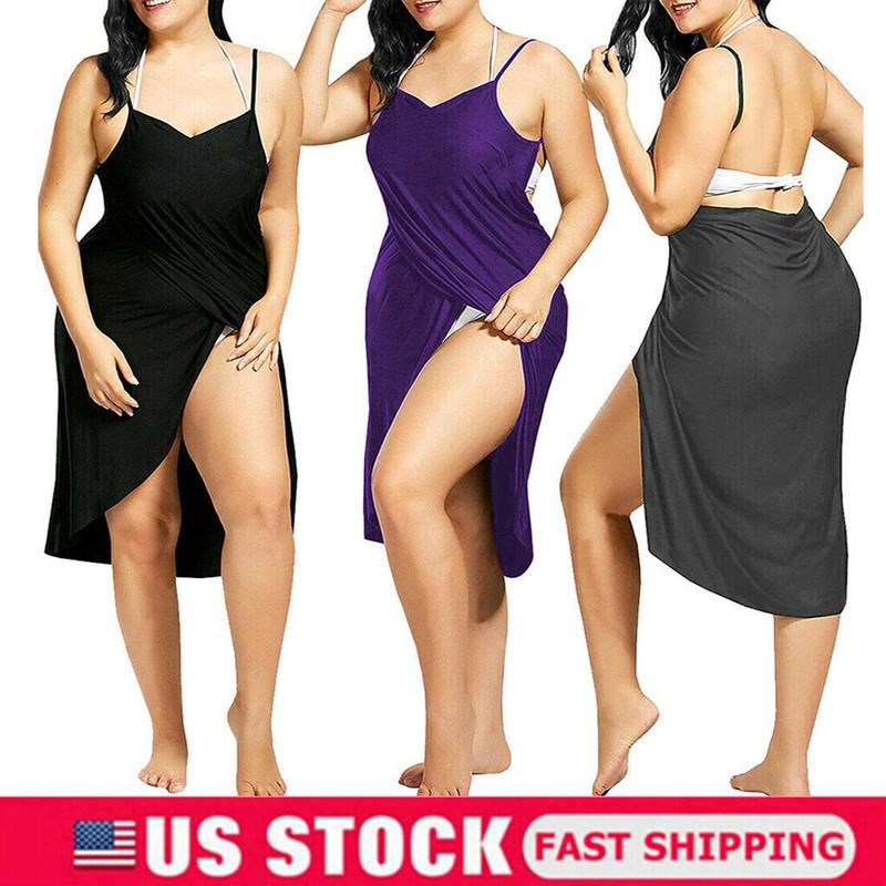 Women Plus Size Swimwear Scarf Beach Cover Up Wrap Sarong Sling Skirt Maxi Dress