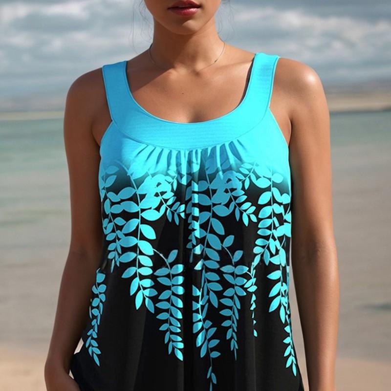 Women Printed Tankini Set With Shorts Swimsuit Bathing Swimwear Beach Costume
