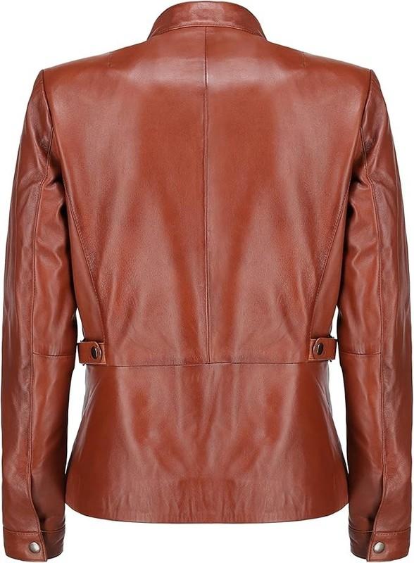 Women Real Leather Soft Lamb Skin Brown Genuine Leather Jacket