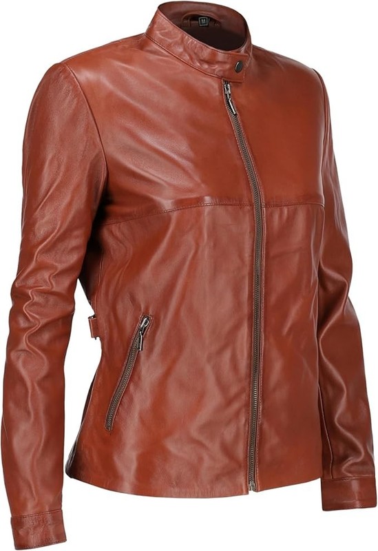 Women Real Leather Soft Lamb Skin Brown Genuine Leather Jacket