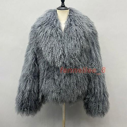 Women Real Mongolian Fur Coat Turn Down Collar Warm Real Fur Jacket Outwear Hot