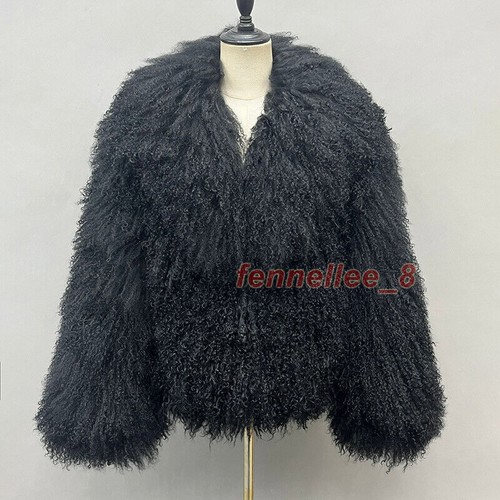 Women Real Mongolian Fur Coat Turn Down Collar Warm Real Fur Jacket Outwear Hot