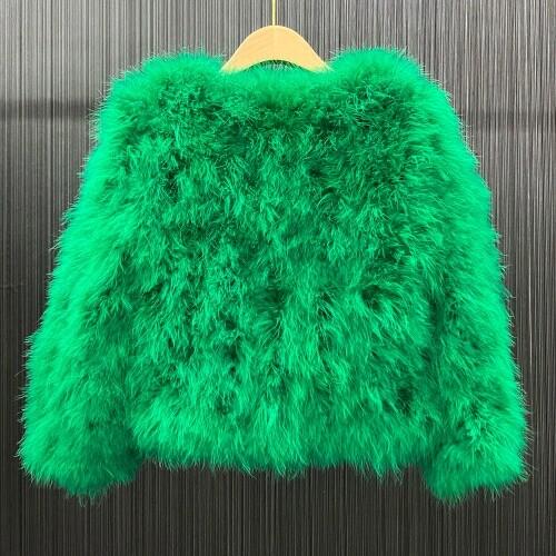 Women Real Ostrich Fur Coat Natural Fluffy Turkey Feather Jacket Warm Outerwear