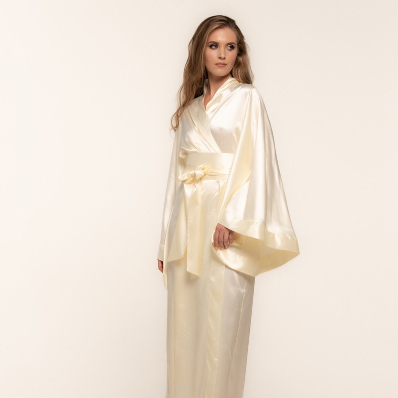 Women Robes V Neck Long Sleeves Lace Up Sleepwear Gown Bathrobe Dresses