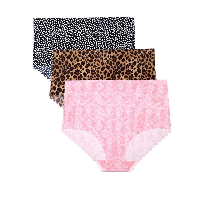 Women's 3 Pack High Waist Stretchy Briefs Polka Dots Leopard Print : XXL