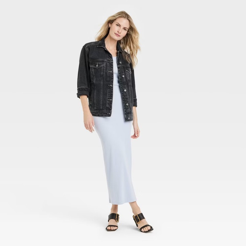 Women's 90's Baggy Trucker Jacket - Universal Thread Black Wash M: Recycled