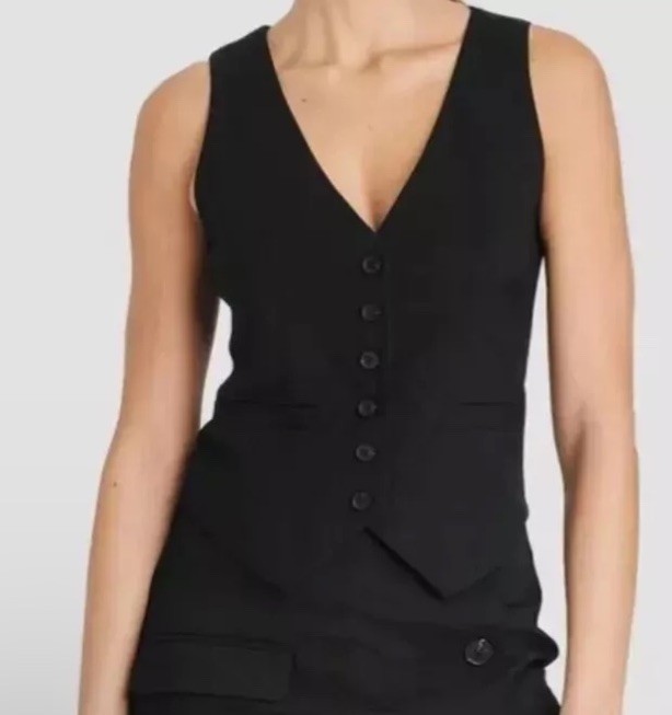 Women’s A New Day Tailored Layering Button Down Vest Black Size Medium