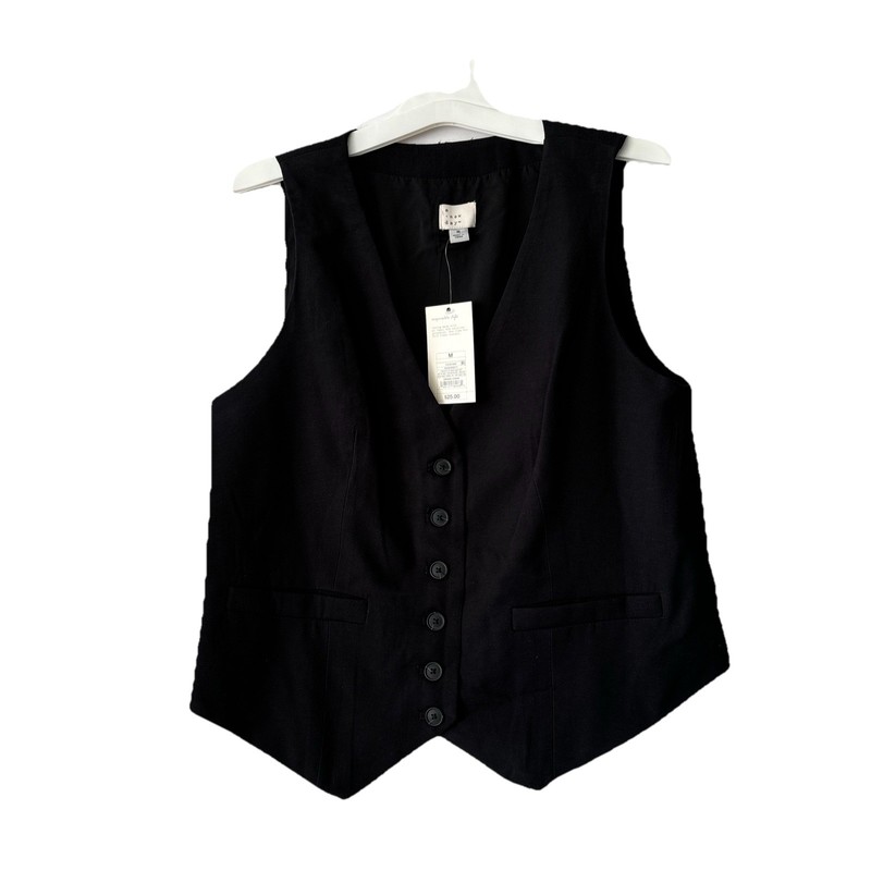 Women’s A New Day Tailored Layering Button Down Vest Black Size Medium