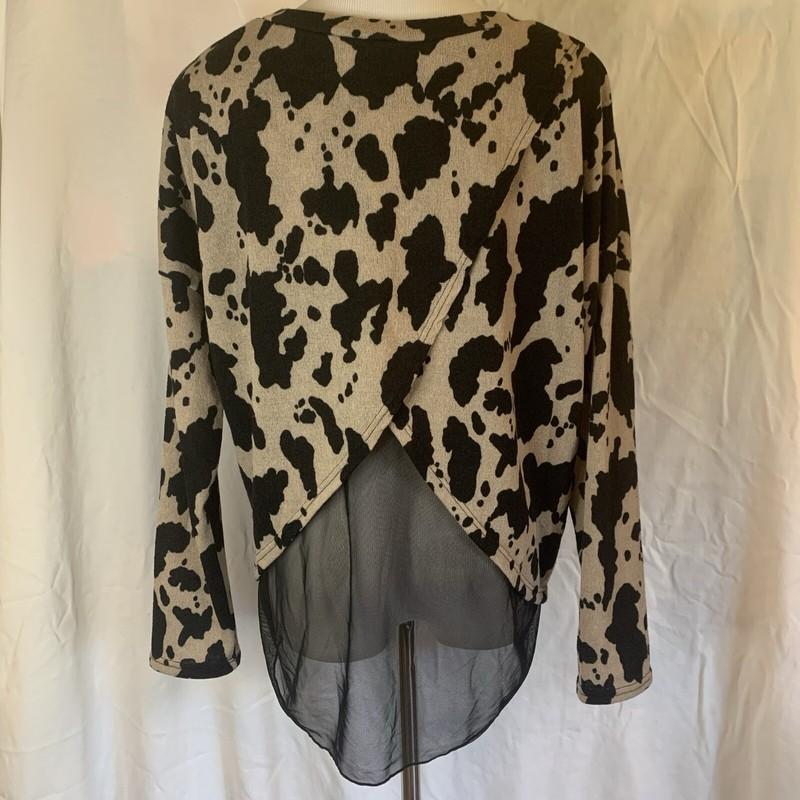 women’s acting pro tan black cow print open back top Size XL #D1