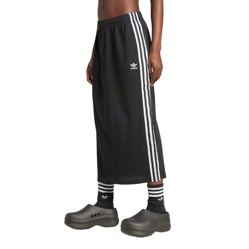 Women's Adidas Originals Black Adicolor Knit 3-Stripes Stretchy Skirt New