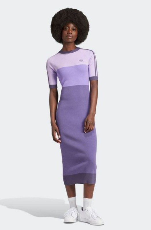 WOMEN'S ADIDAS ORIGINALS X KSENIASCHNAIDER KNITTED MIDI DRESS PURPLE RRP £130