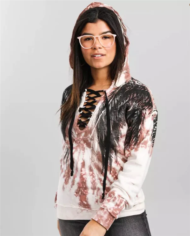 Women's Affliction Hooded Sweatshirt Cherielle Tattoo Hoodie with Stones XS-XXL