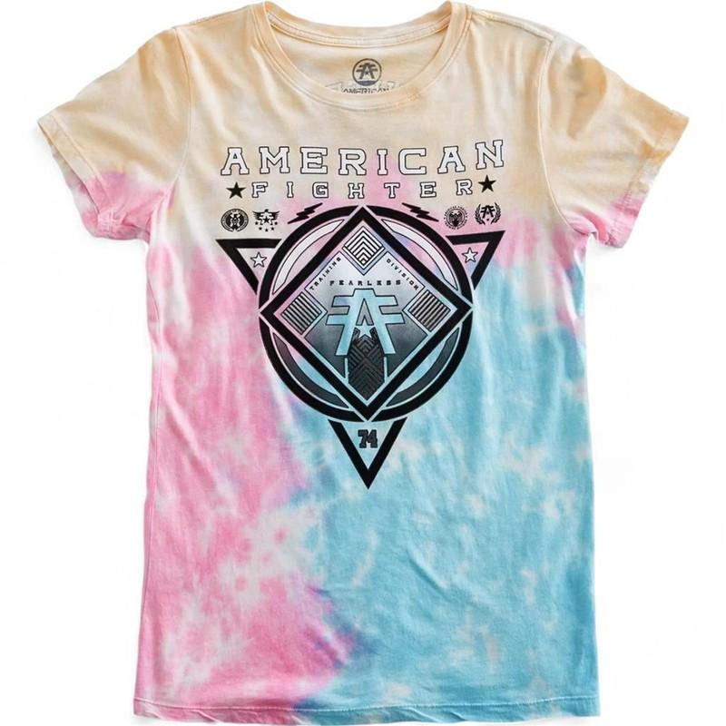 Women's American Fighter Oakridge Graphic Washed Tie Die Tee T-Shirt Top XS-XL