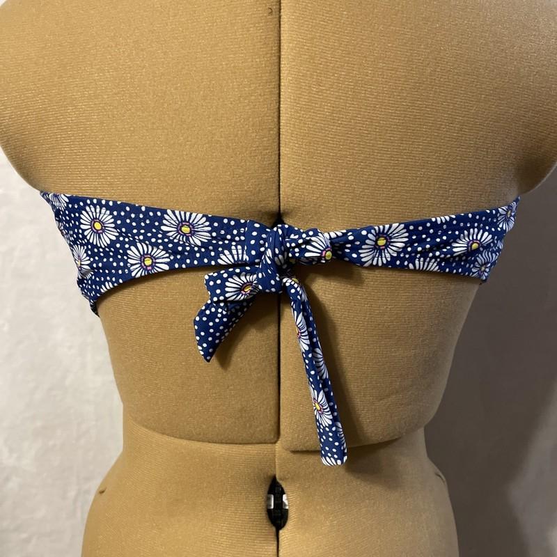 Women’s Arizona Jean Co. Swim Bandeau Bikini Top. Daisy Floral Blue Yellow XXL