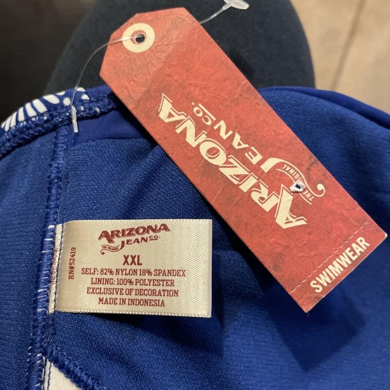 Women’s Arizona Jean Co. Swim Bandeau Bikini Top. Daisy Floral Blue Yellow XXL