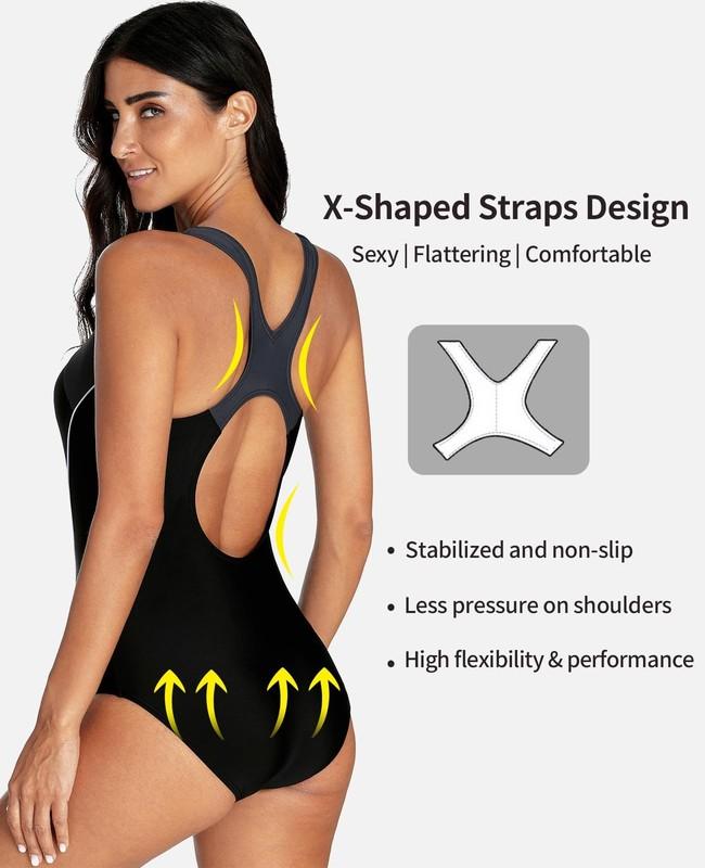 Women's Athletic One Piece Racerback Swimsuit Modest Bathing Suits