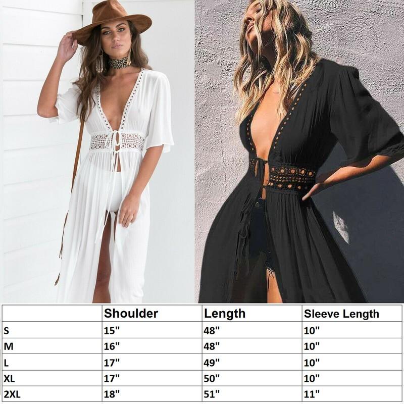 Women's Bathing Suit Cover Up Lace Boho Beach Maxi Summer Bikini Sundress Dress