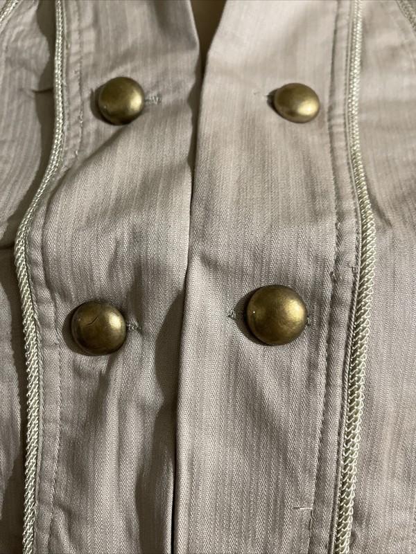 Women’s Beige Cotton Casual Semi Season Slim Metal Buttons Size L Jacket