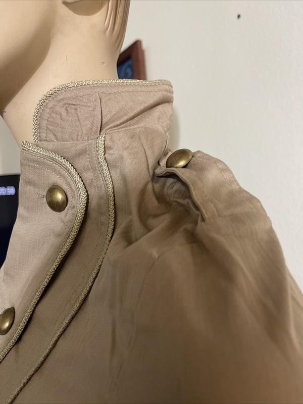 Women’s Beige Cotton Casual Semi Season Slim Metal Buttons Size L Jacket