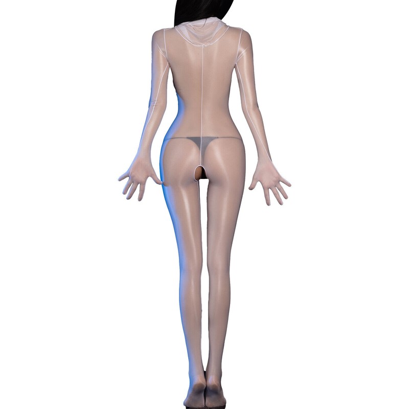 Women's Bodysuit Glossy See-Through With Fingers Toes Bodystocking Thin One Size