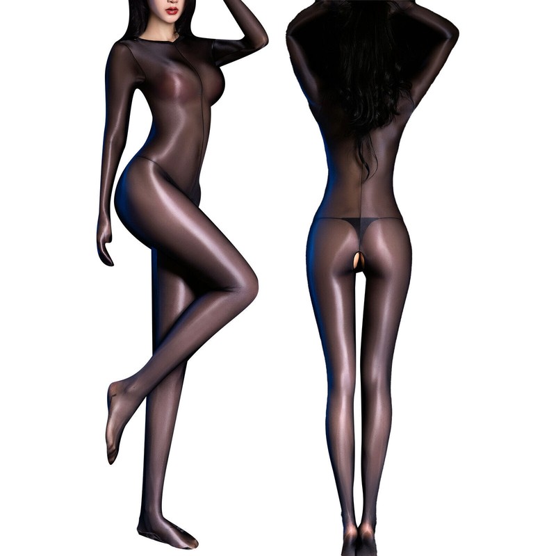 Women's Bodysuit Glossy See-Through With Fingers Toes Bodystocking Thin One Size