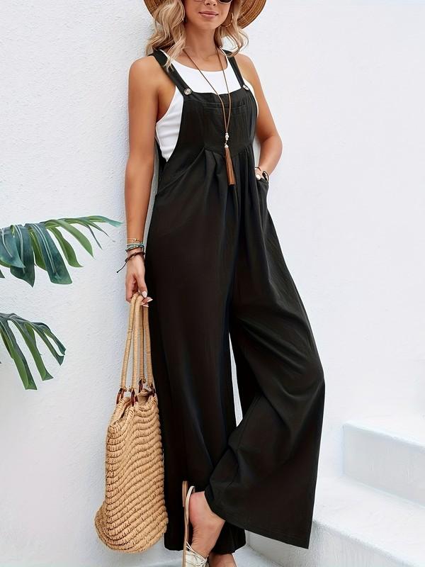 Women's Chic Sleeveless Jumpsuit-Long Length Bohemian Style With Pockets