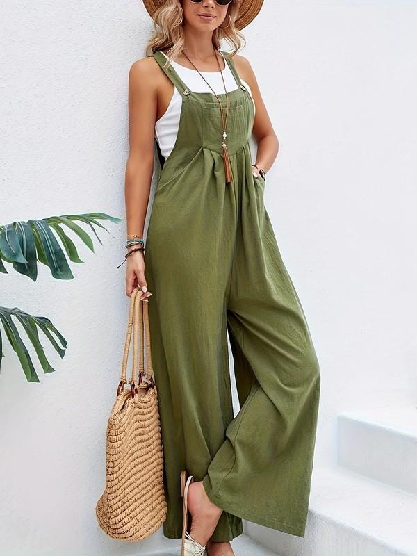 Women's Chic Sleeveless Jumpsuit-Long Length Bohemian Style With Pockets