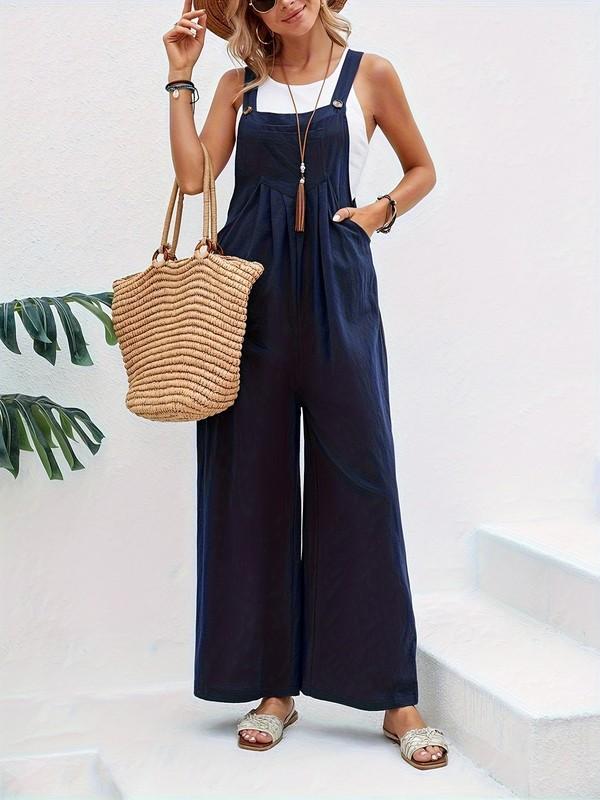 Women's Chic Sleeveless Jumpsuit-Long Length Bohemian Style With Pockets