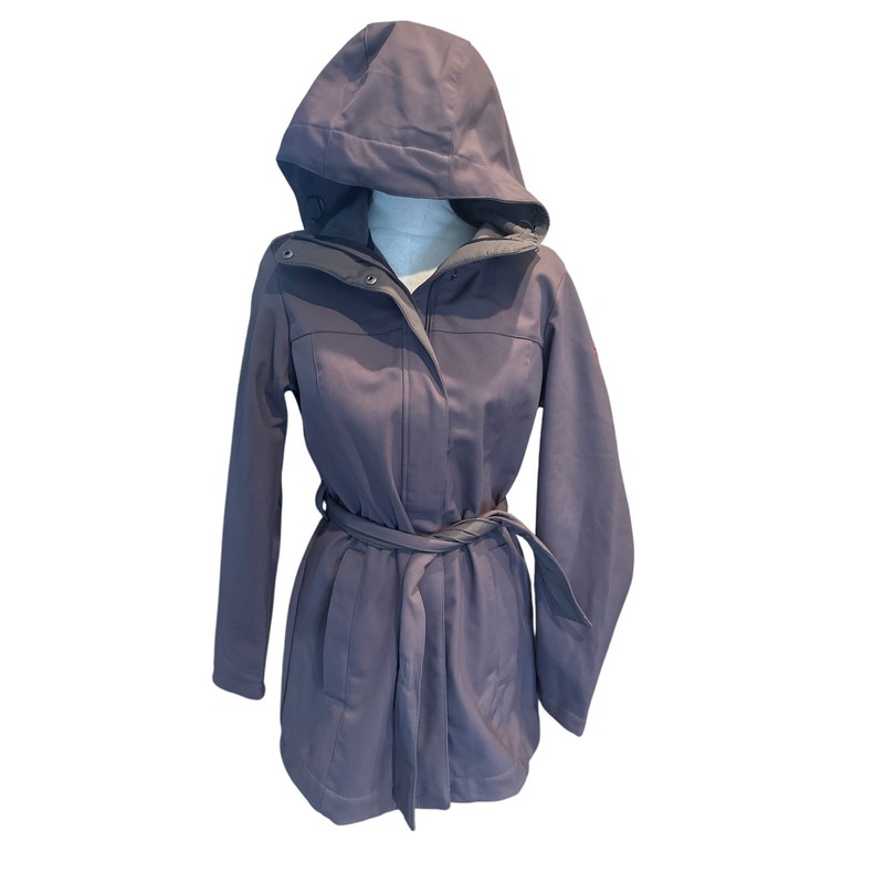 Women’s Columbia Taupe Short Trench Belted Jacket. Size Medium