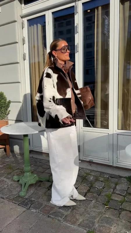 Women’s Cow Print Leather Jacket Genuine Hair-On Cowhide Western Coat