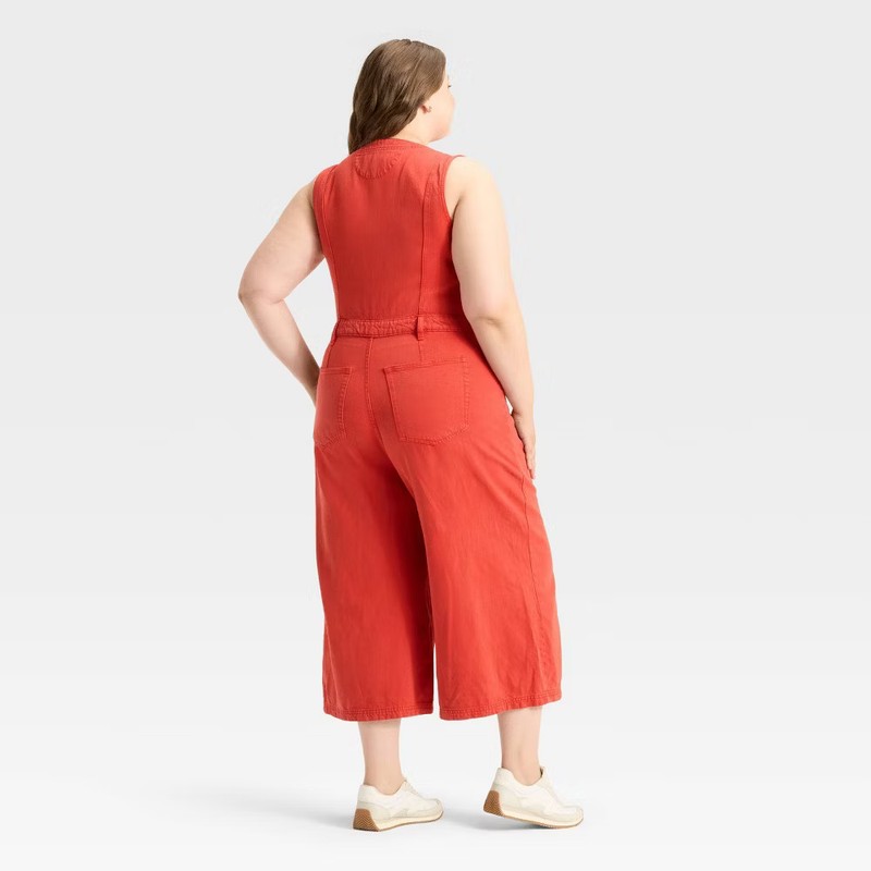 Women's Cropped Sleeveless Denim Jumpsuit - Universal Thread Red 17